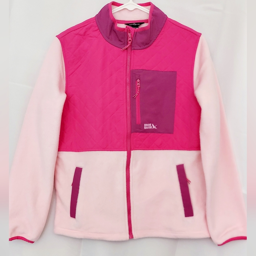 Eddie Bauer Pink Quilted Fleece Jacket Girls Size XL NWOT Girlhoodcore Preppy